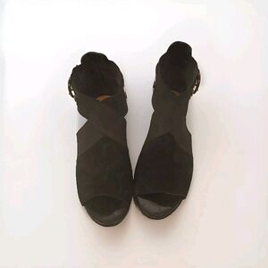 NYDJ Womens 8.5 CHARISMA Faux Suede Open Toe Wedge Sandals‎ Shoes BHFO 8299